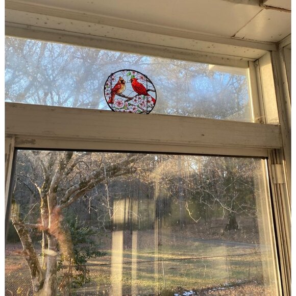 Cardinal Bird Hanging Window Suncatcher Stained Glass - Picture 2 of 3